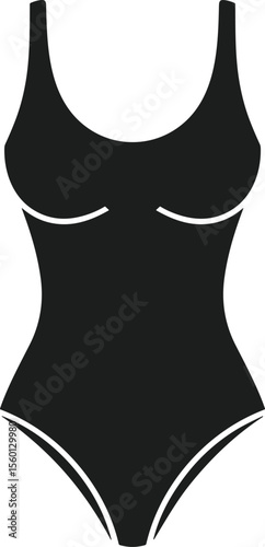 One-Piece Swimsuit Silhouette Vector – Stylish Female Swimwear Illustration