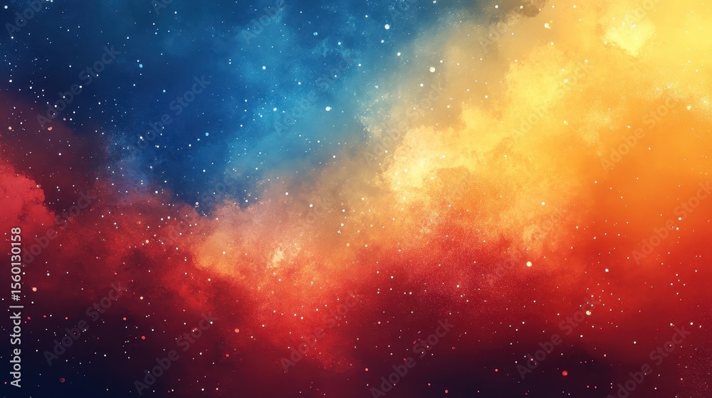 Naklejka premium Colorful sky with stars and smoky texture, great for digital art. Use as backdrop for dreamy or fantastical creative projects.