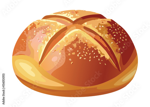 Artisan Loaf with Unique Scoring Pattern - Vector Illustration