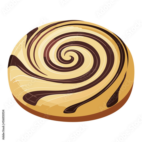 Delicious Baked Pastry with Creamy Filling - Vector Illustration