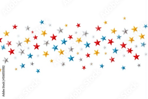 white background with a bunch of stars flying in the air
