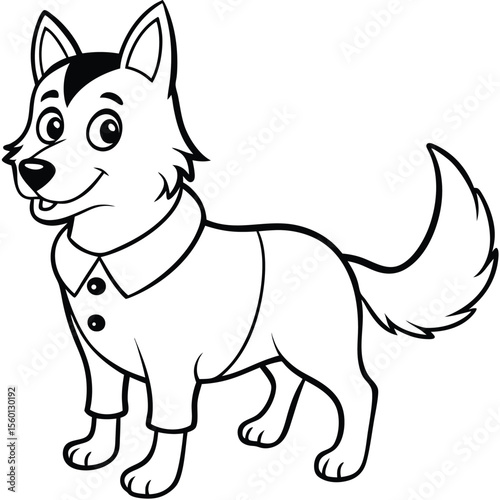 Cartoon husky dog wearing a shirt vector