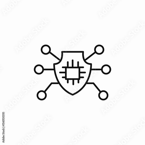 cpu shield protection icon sign vector