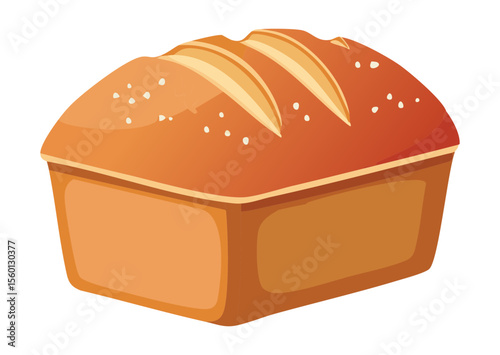 Golden Baked Loaf Bread - Vector Illustration