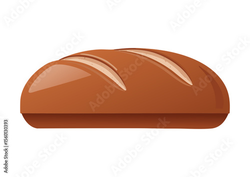 Plain Rustic Baked Bread Loaf for Slicing - Vector Illustration