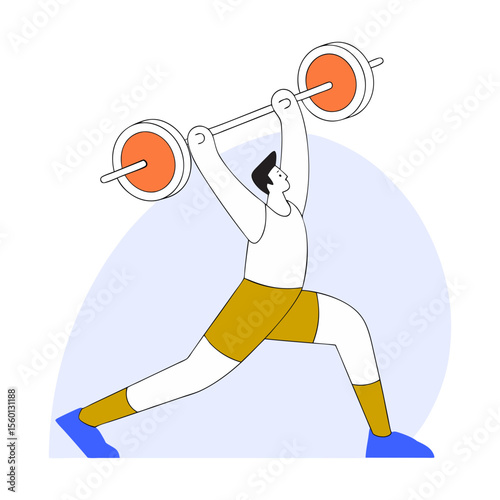 Man Performing Standing Barbell Shoulder Press Vector 