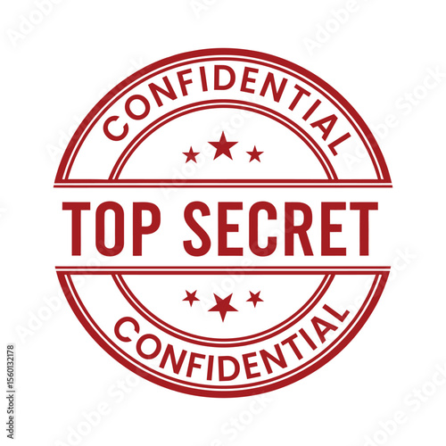 Red circular stamp with top secret and confidential text vector