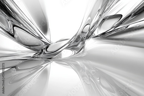 Silver Reflections Abstract Art Metallic Design Liquid Chrome Chrome Finish Modern Design Metallic