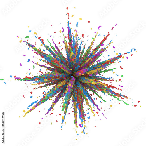 Vibrant chromatic explosion of abstract particles against a dark backdrop