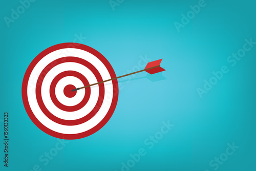 Arrow hits the target center. Business challenge failure and success concept