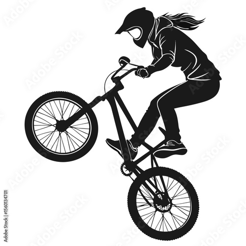 BMX Girl Silhouette: Action Sports Vector Graphic