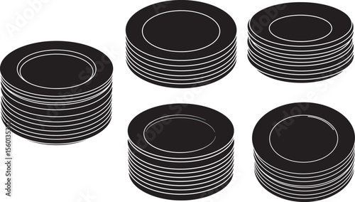  Plates icon silhouette vector art 