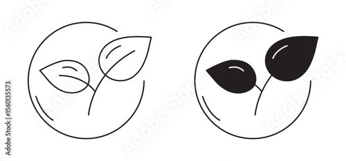 Eco-Friendly Leaf Icons - Outline and Solid Designs