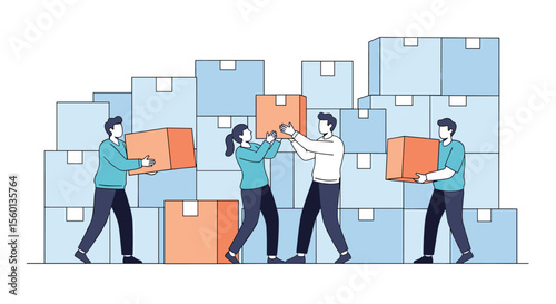 Effective Teamwork in Warehouse Setting Illustrating Collaboration and Efficiency in Logistics Operations