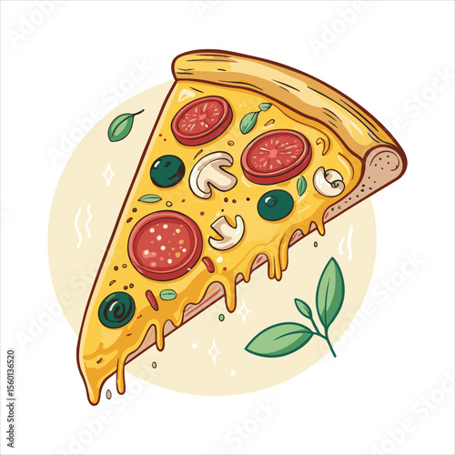 Neapolitan pizza illustration food art vector