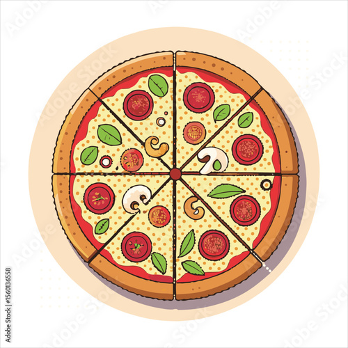 Neapolitan pizza illustration food art vector