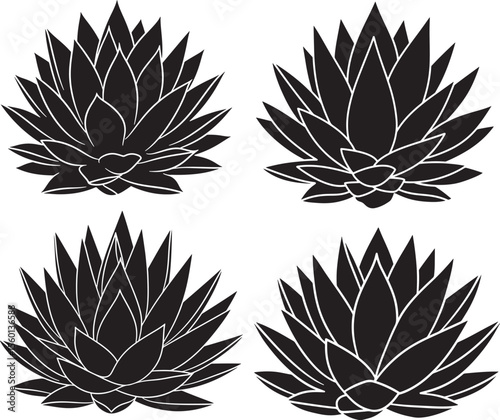  agave plant icon silhouette vector set 