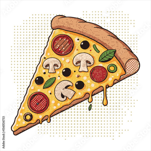 Neapolitan pizza illustration food art vector
