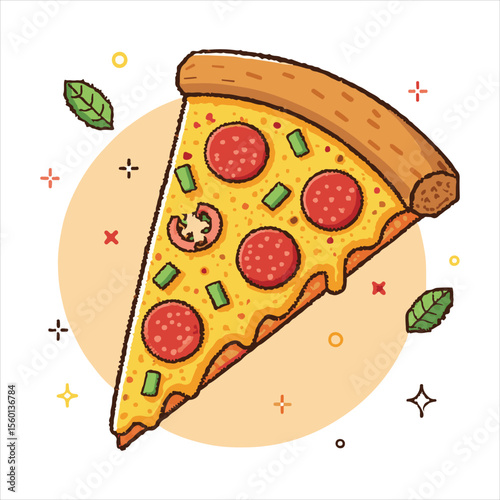 Neapolitan pizza illustration food art vector