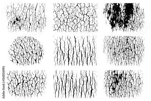Nine unique vector grunge textures in black and white perfect for adding a raw artistic dimension