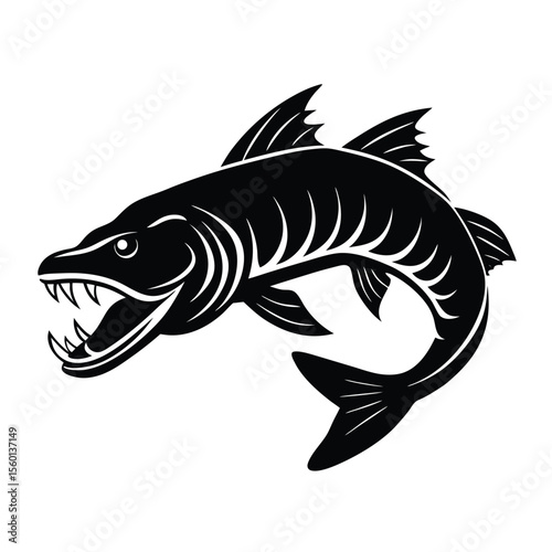 Flaring mood mood tiger muskie fish silhouette
