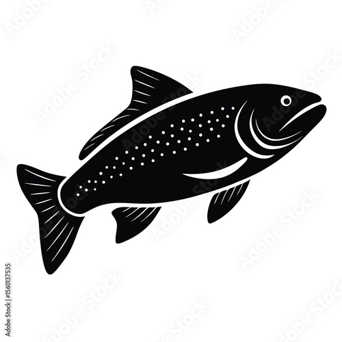 Rainbow trout fish silhouette vector on white background