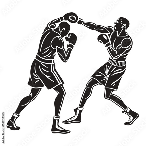 Boxing Match: Vector Art of Two Boxers in Action
