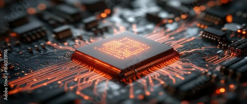 Illuminated computer processor on circuit board
