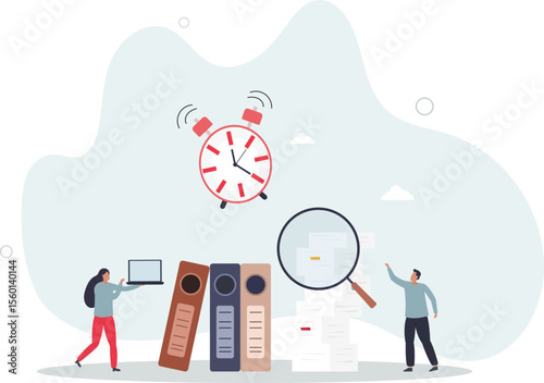 sorting unorganized stacks and heap.business and time management concept. character life .