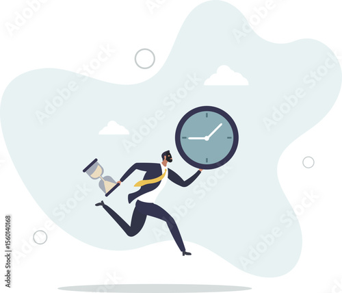 Steal time, productivity or procrastination problem, work efficiency to finish in deadline, strategy or accomplishment concept. character life .