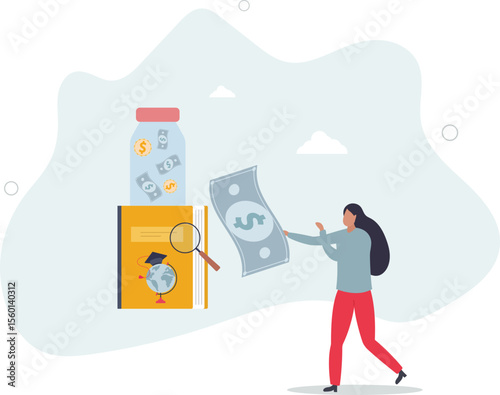 Investment in education and study tuition cost saving.University, academy, school or college scholarship as financial funding for knowledge. character life .