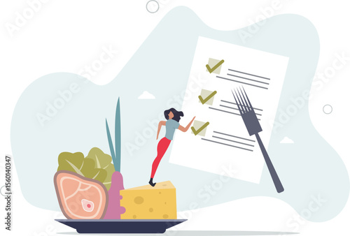 Healthy meal planning with daily food ingredients list.Weekly eating schedule with plan for slimming, detox and wellness. character life .