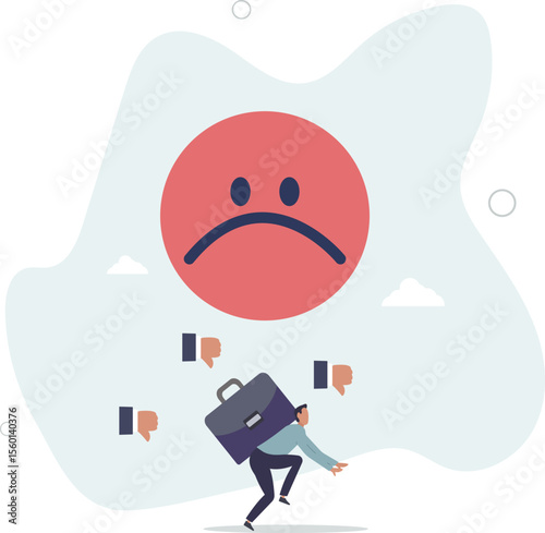 Response to negative feedback, dislike or bad customer review rating, handle complaint, business mistake or problem, character life .