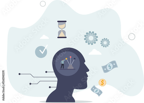 Self control mental process concept. Psychological activity, life decision making, body reflexes, emotional intelligence. character life .