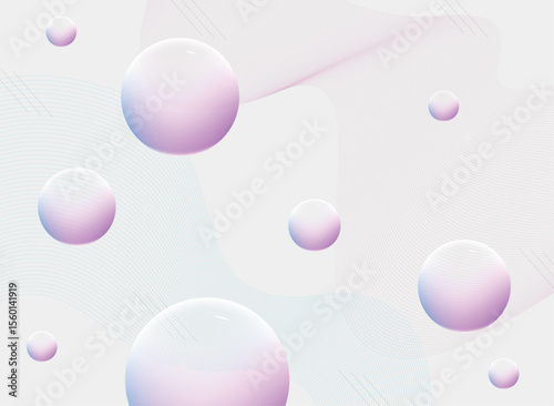 Light ping Bubbles with Ribbon Abstruct Background design