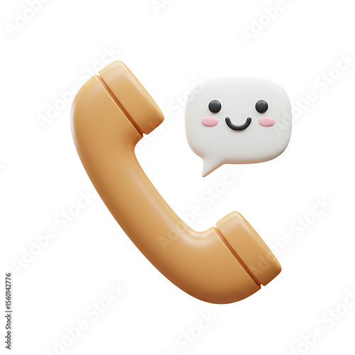 Cute Phone Call Icon with Speech Bubble