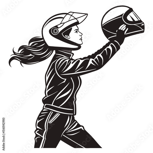 Powerful Woman Motorcyclist: Biker Girl Art
