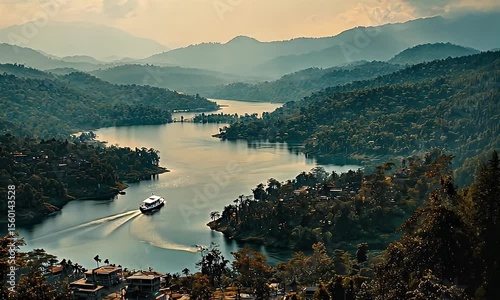 Lake surrounded by mountains and forests