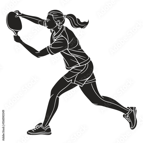 Dynamic Table Tennis Player: Action Silhouette Illustration