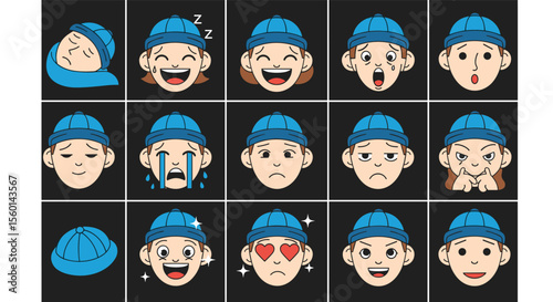 Cartoon Expressions Showcase Diverse Emotions Character Design Illustration Animation Style Creative Presentation Art