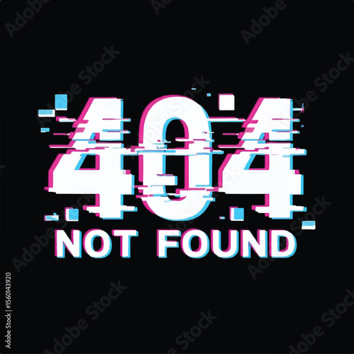 404 Not Found Glitch Error Screen – Digital Aesthetic Web Page Message