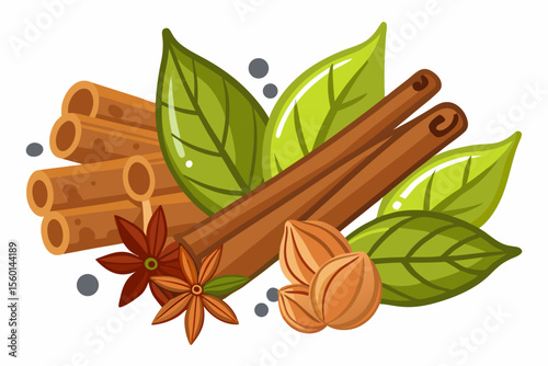 Ideal for food packaging, culinary blogs, natural health products, herbal medicine advertisements, and spice-related branding