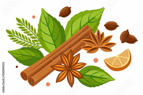 Ideal for food packaging, culinary blogs, natural health products, herbal medicine advertisements, and spice-related branding