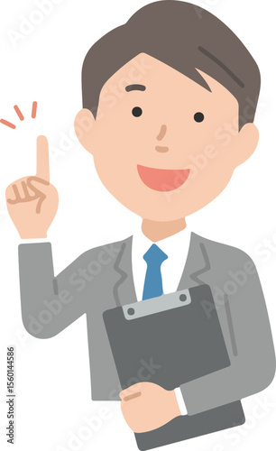 Business man workers pointing	