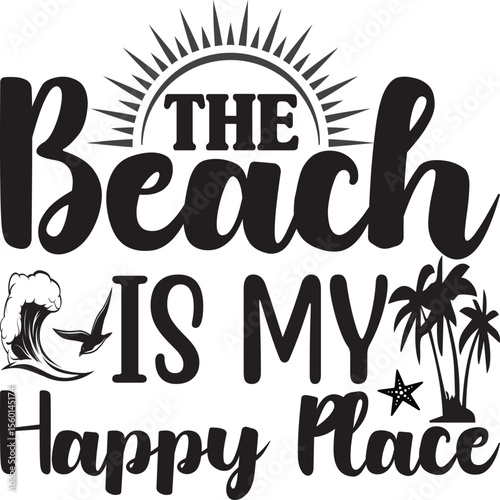 the beach is my happy place, summer svg design