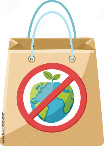 Eco Shopping Bag Refusing Plastic with a Firm Expression