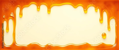 Golden honey dripping border, realistic syrup texture, flat top frame,  dripping honey,  yellow liquid