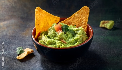 delicious guacamole dip with tortilla chips
