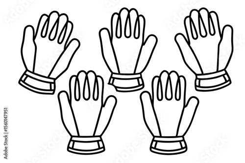 Winter Gloves Duo Minimalist Line Art Set