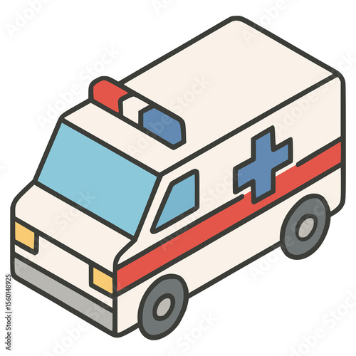 ambulance car emergency vehicle flat color vector illustration template design